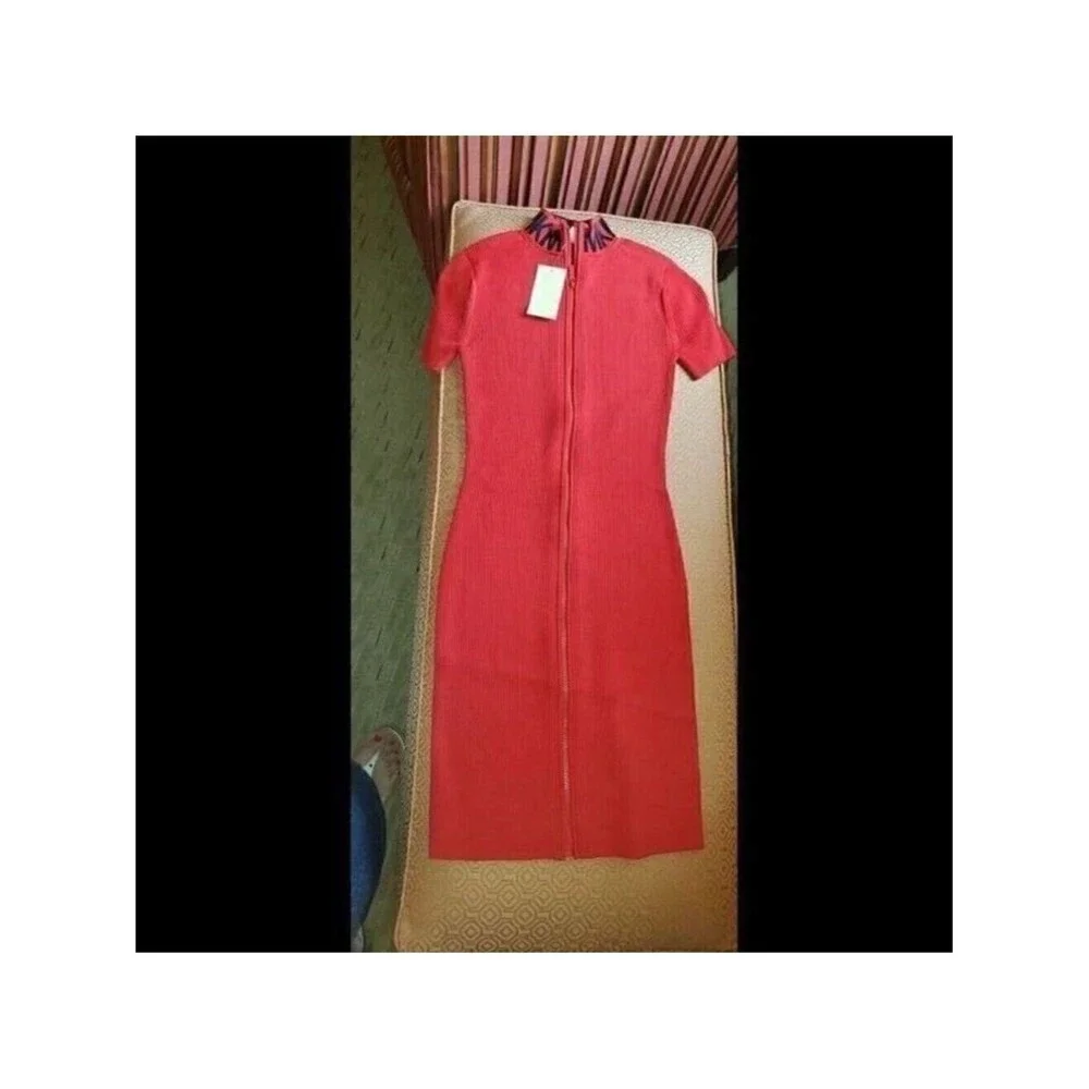 Michael Kors Logo Ribbed Mock MK neck zip size M